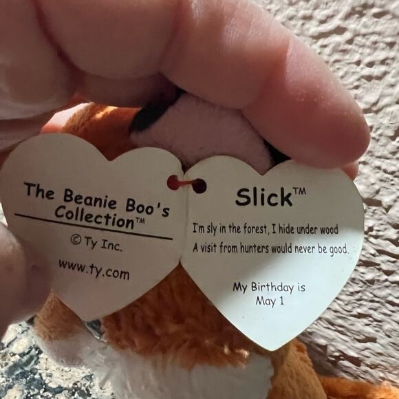 TY Beanie Boo Slick Fox Plush glitter eyes 10” 2015 Stuffed Animal - Picture 4 of 7